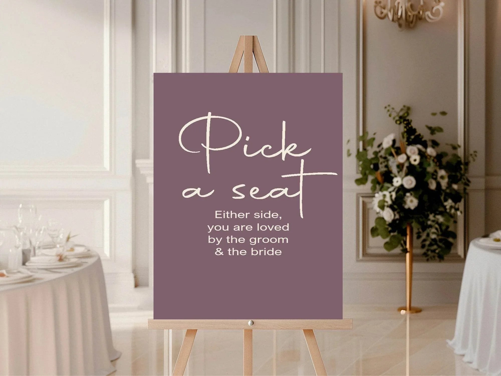 Heather Pick A Seat Wedding Party Sign - Larosier Prints