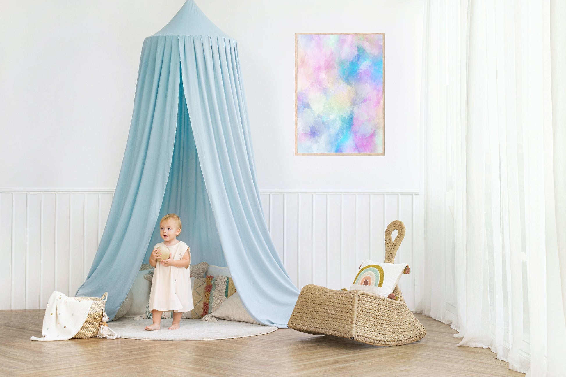 Rainbow Abstract Pastels Print | Multi-Coloured Nursery & Play Room Wall Art