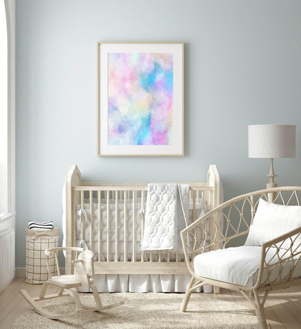 Rainbow Abstract Pastels Print | Multi-Coloured Nursery & Play Room Wall Art - Larosier Prints