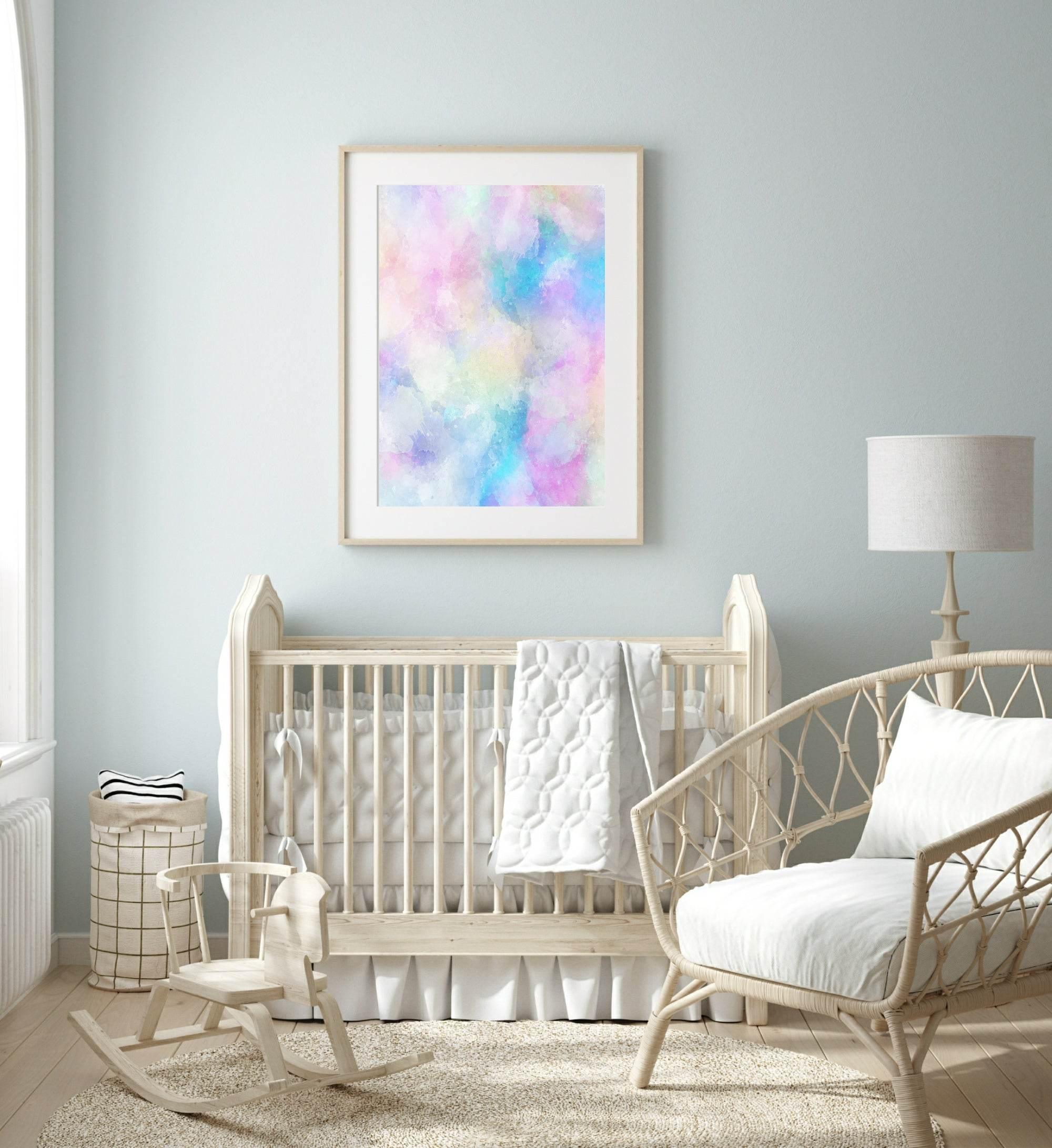 Rainbow Abstract Pastels Print | Multi-Coloured Nursery & Play Room Wall Art - Larosier Prints