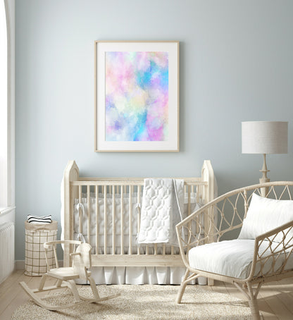 Rainbow Abstract Pastels Print | Multi-Coloured Nursery & Play Room Wall Art