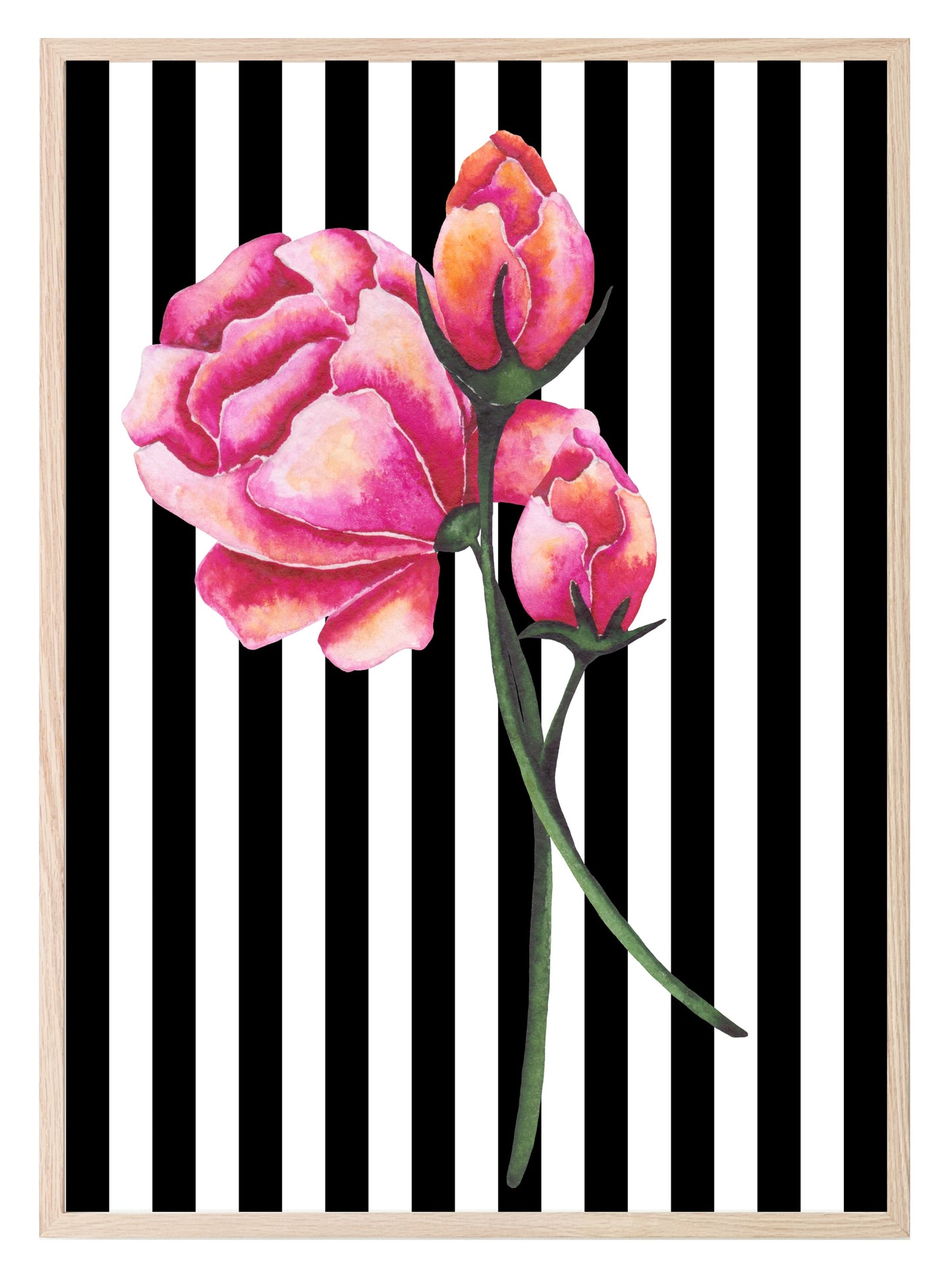 Roses & Stripes Print | Floral Wall Art