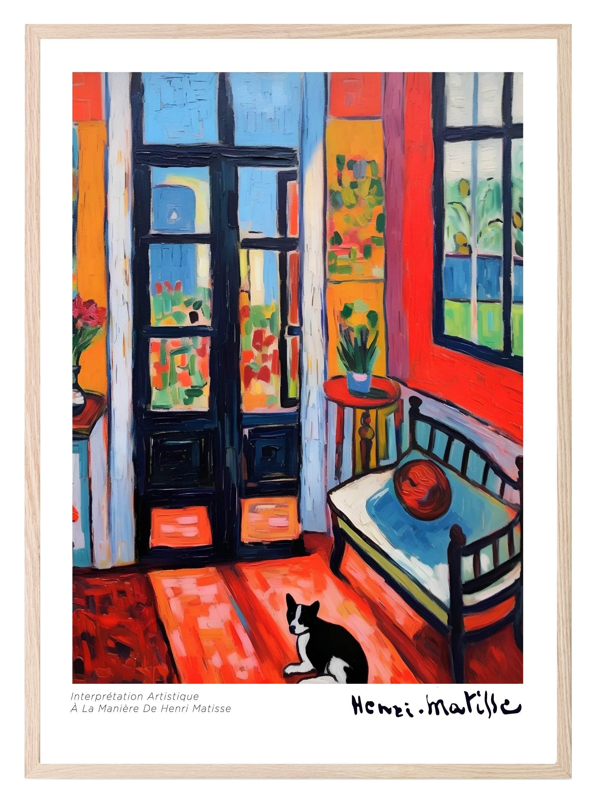 Home With A Cat Print | Henri Matisse Inspired Wall Art - Larosier Prints