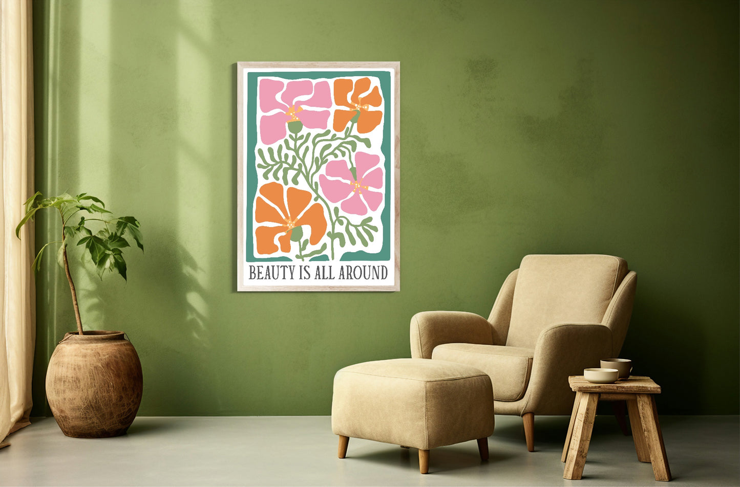 Beauty Is All Around Print | Boho Flower | Mindful Wall Art