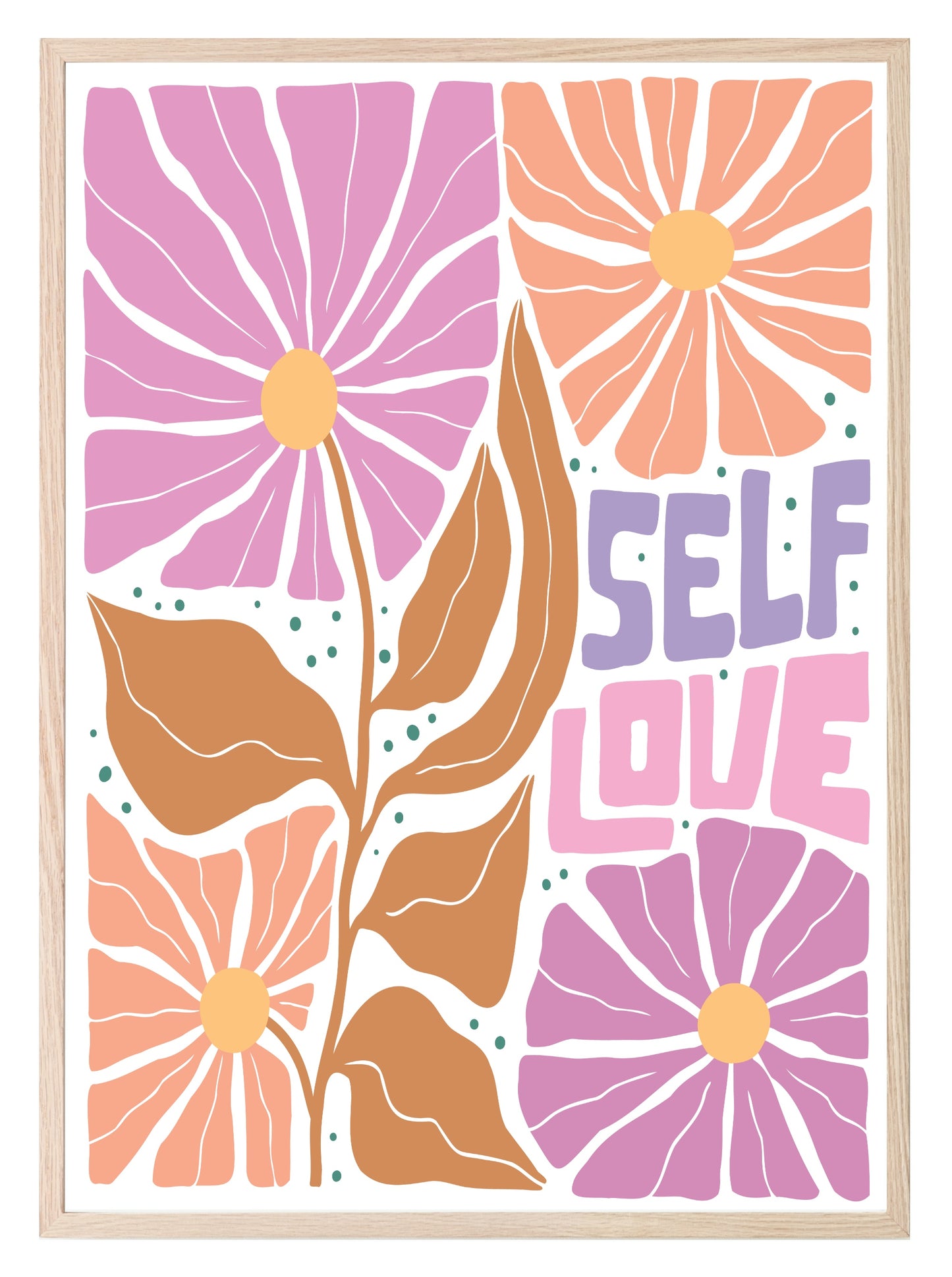 Self Love Print | Boho Flower | Mindful Wall Art