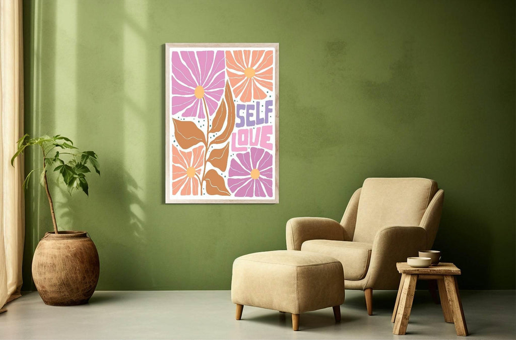 Self Love Print | Boho Flower | Mindful Wall Art - Larosier Prints