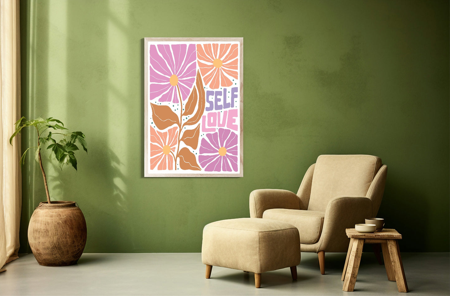 Self Love Print | Boho Flower | Mindful Wall Art