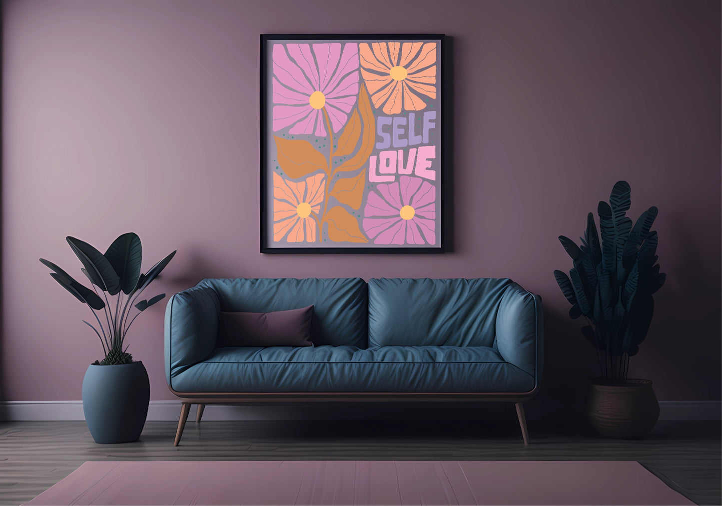 Self Love Print | Boho Flower | Mindful Wall Art