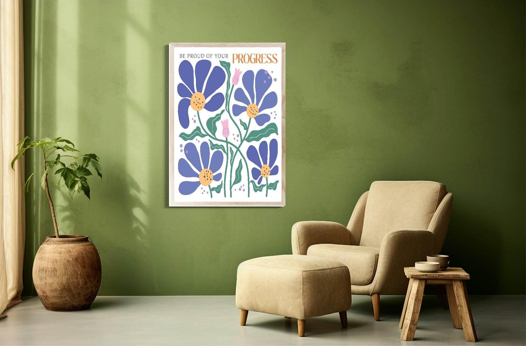 Be Proud Of Your Progress Print | Boho Flower | Mindful Wall Art - Larosier Prints