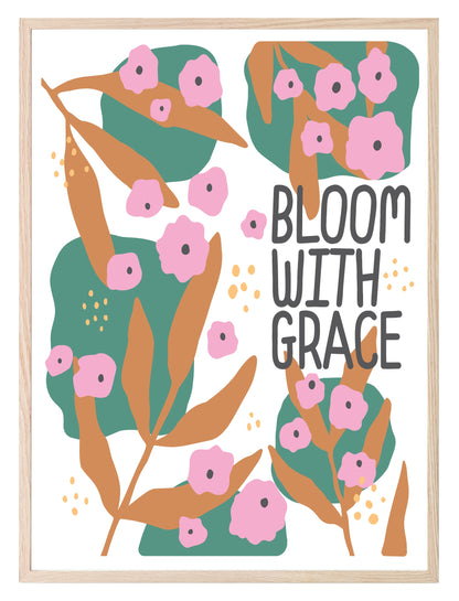 Bloom With Grace Print | Boho Flower | Mindful Wall Art