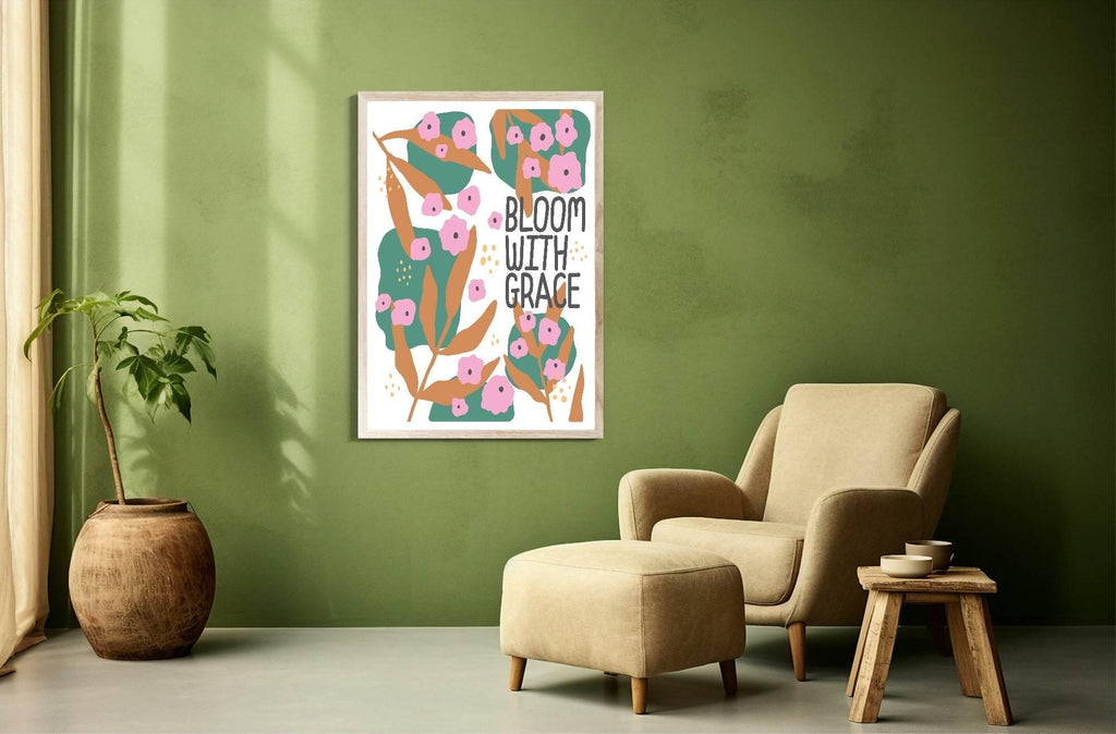 Bloom With Grace Print | Boho Flower | Mindful Wall Art - Larosier Prints