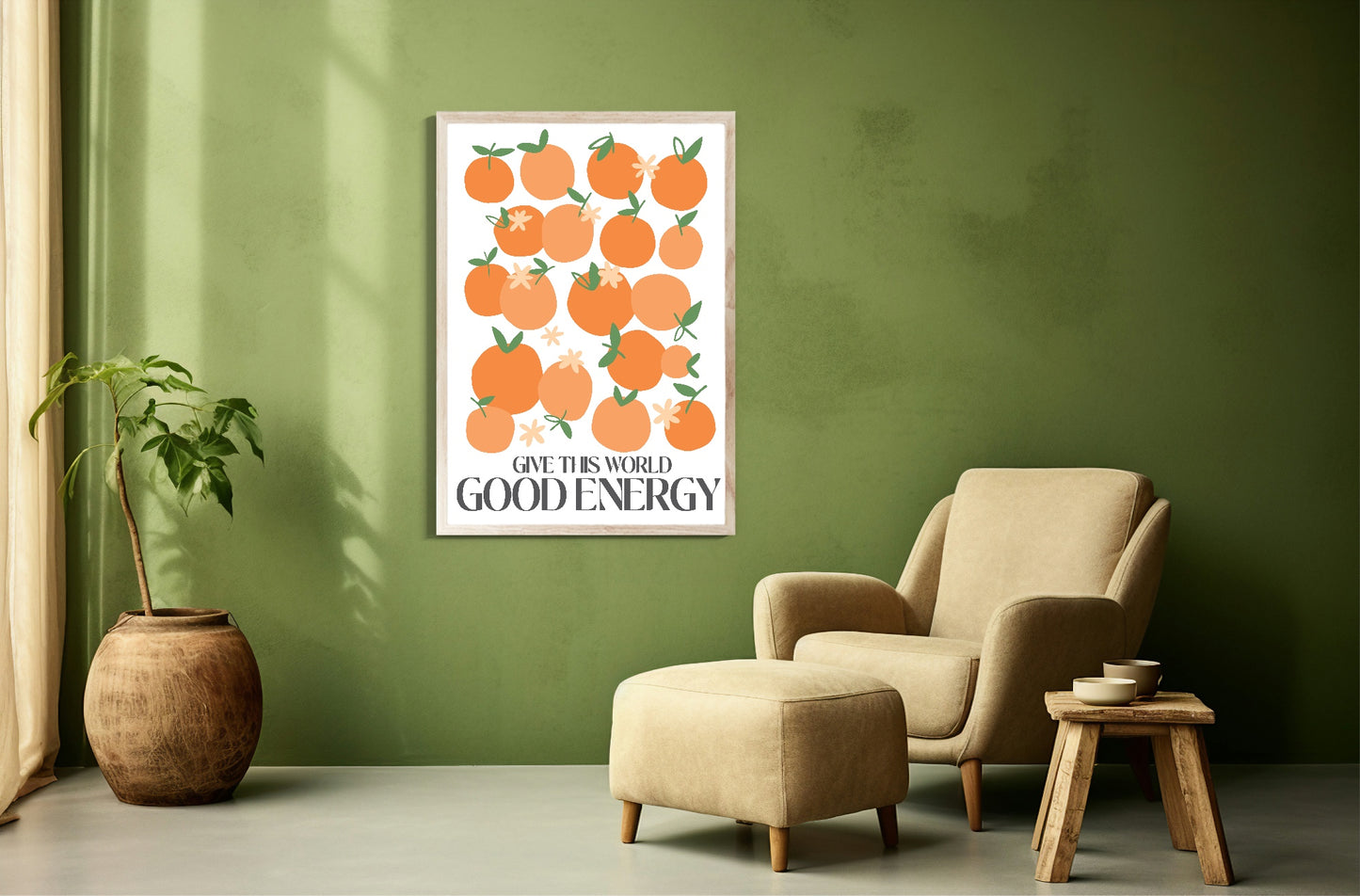 Give This World Good Energy Print | Oranges | Mindful Wall Art