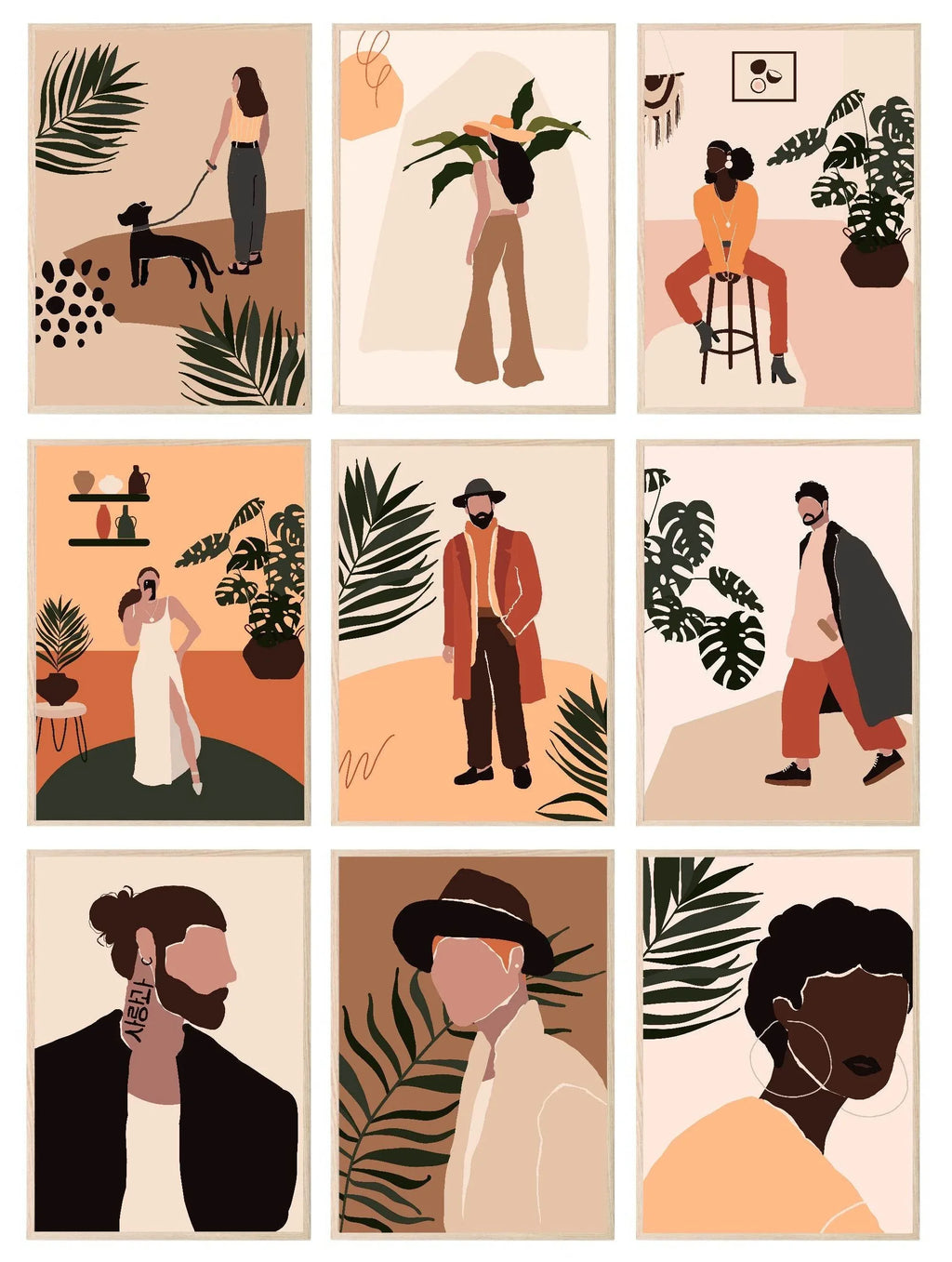 Abstract People Print Collection | Warm & Cosy | Modern Wall Art - Larosier Prints