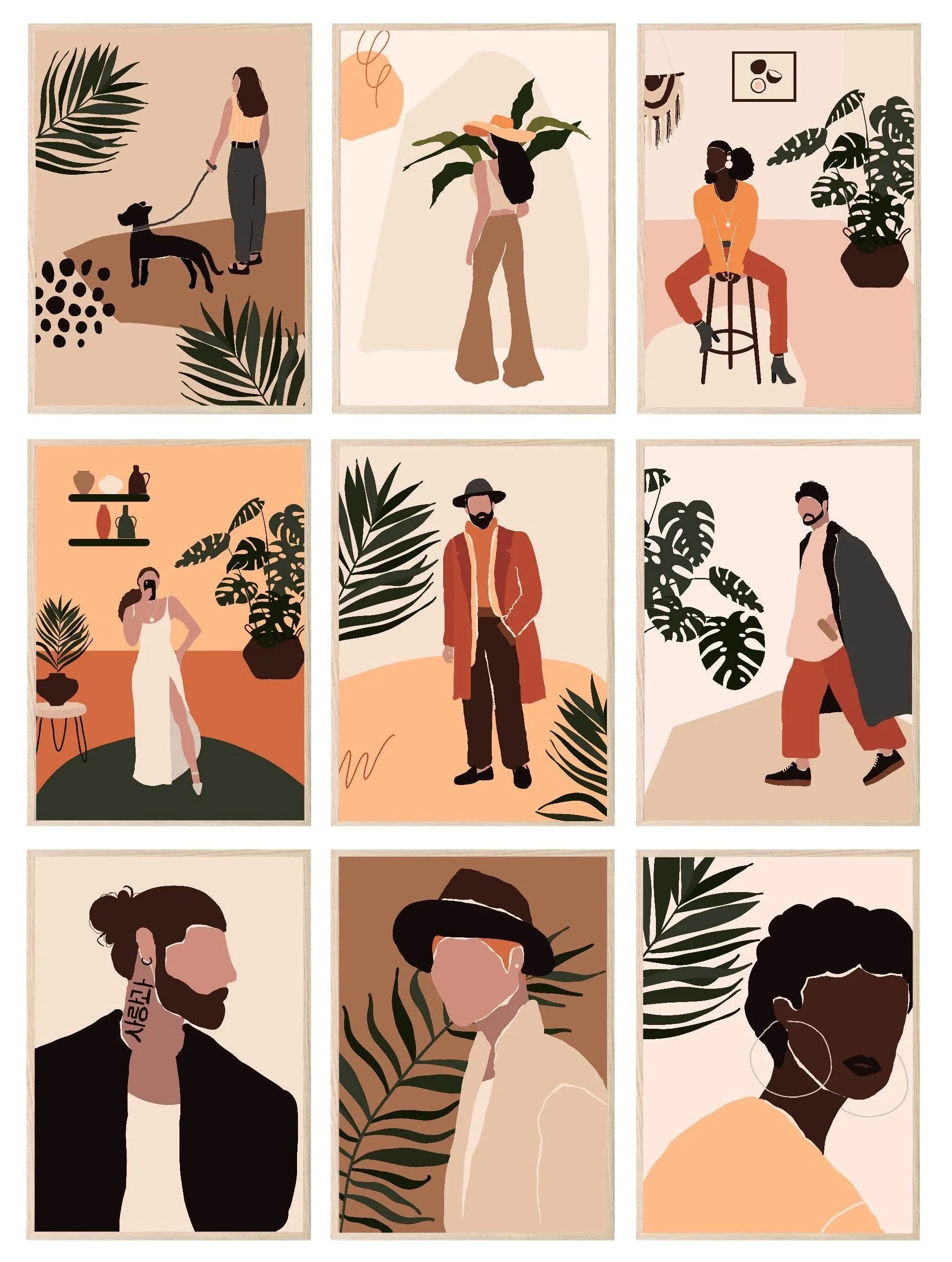 Abstract People Print Collection | Warm & Cosy | Modern Wall Art - Larosier Prints