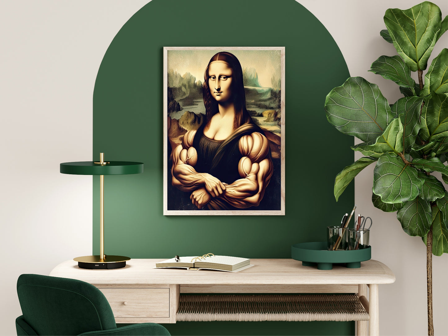 Mona Lisa With Muscles Print | Funny Wall Art