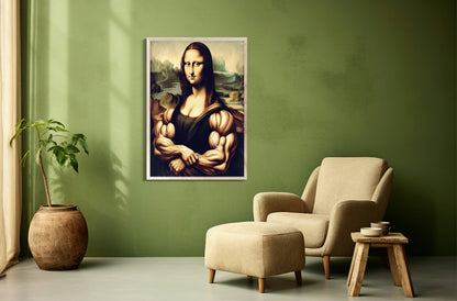 Mona Lisa With Muscles Print | Funny Wall Art