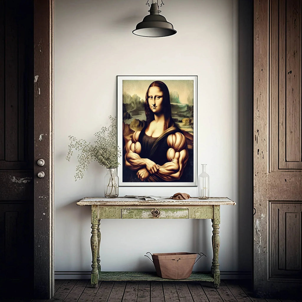 Mona Lisa With Muscles Print | Funny Wall Art - Larosier Prints