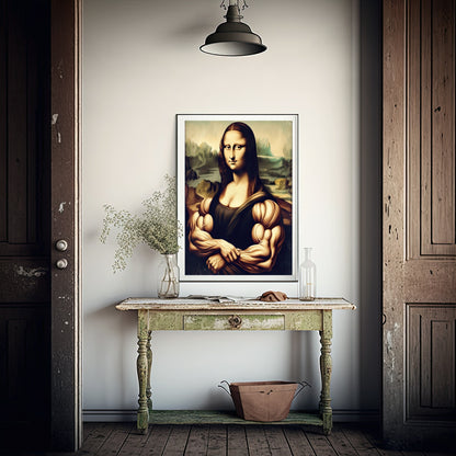 Mona Lisa With Muscles Print | Funny Wall Art