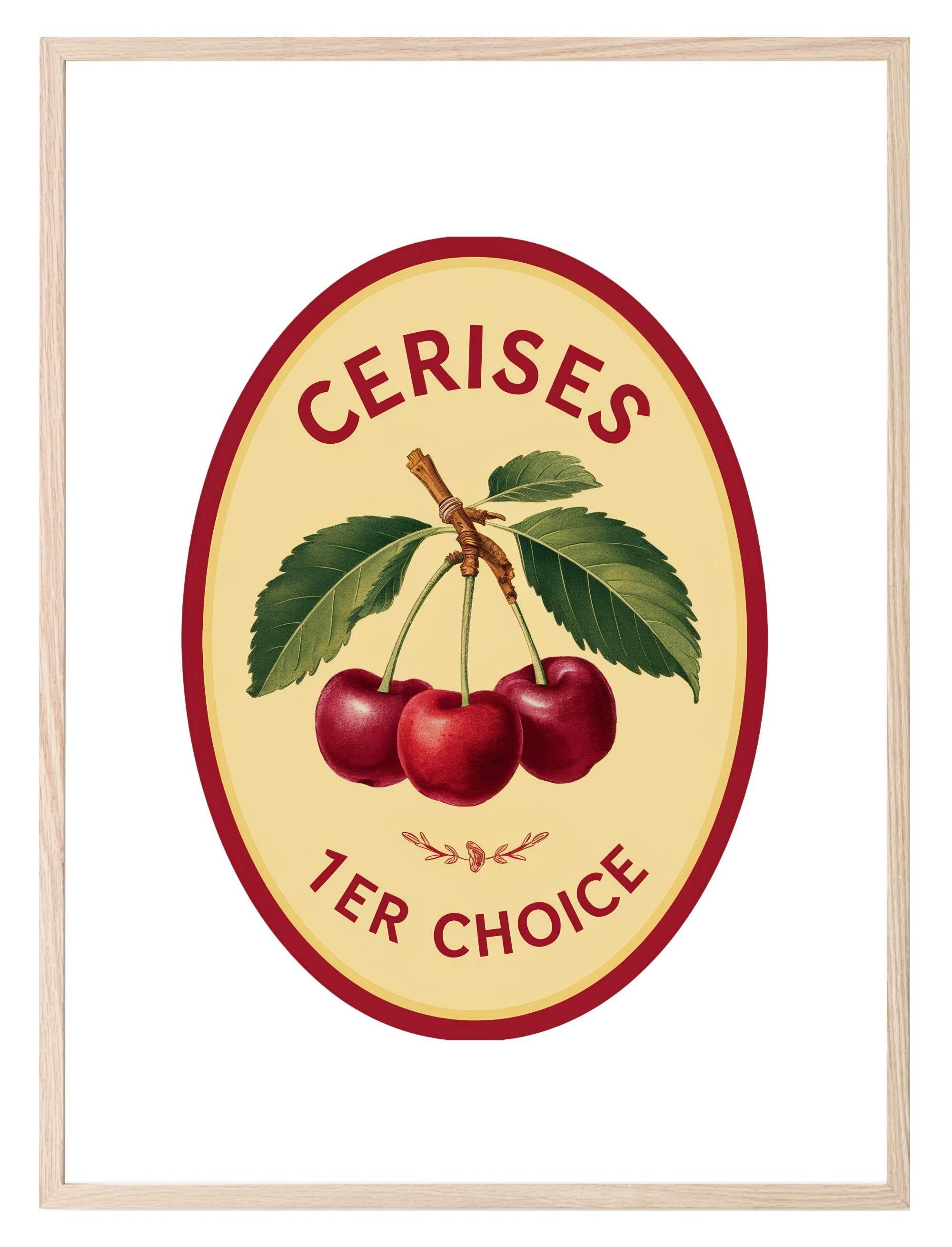 Cherry Label Print | Vintage Wall Art - Larosier Prints