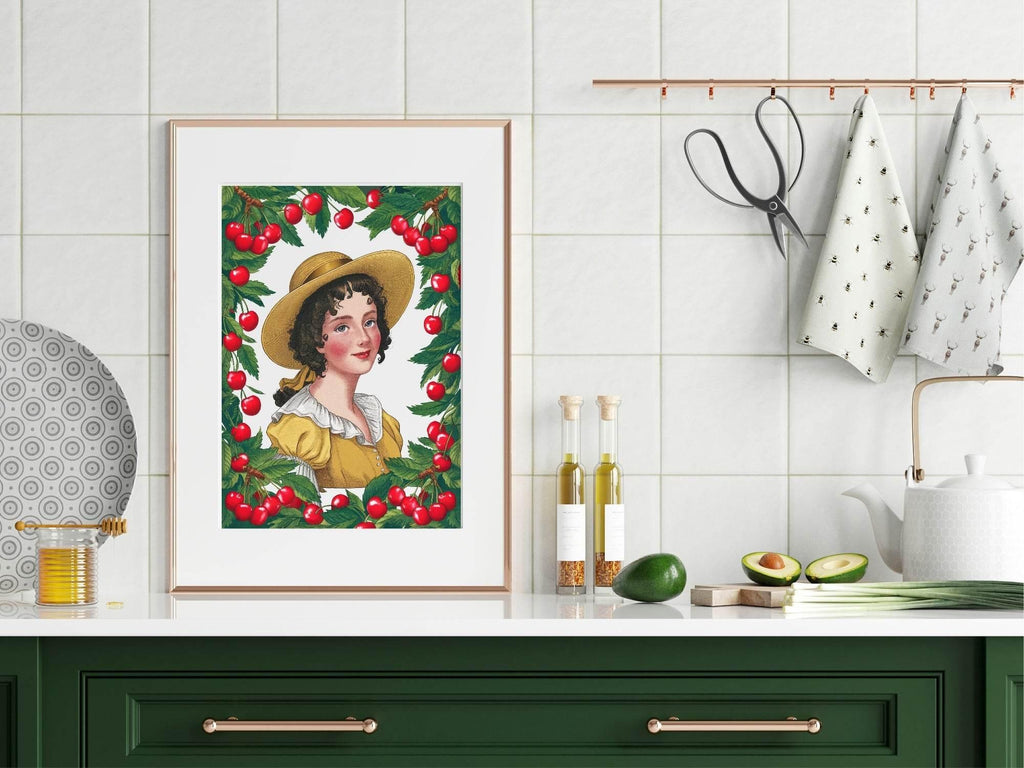 Cherry Lady Print | Vintage Wall Art - Larosier Prints