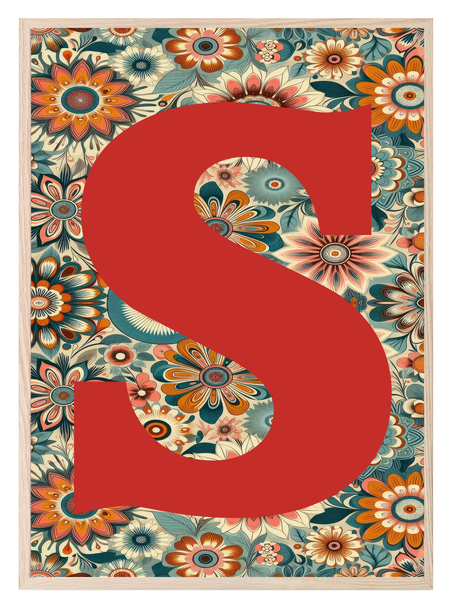 Personalised Floral Initial Print | Retro Wall Art