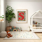 Personalised Floral Initial Print | Retro Wall Art - Larosier Prints