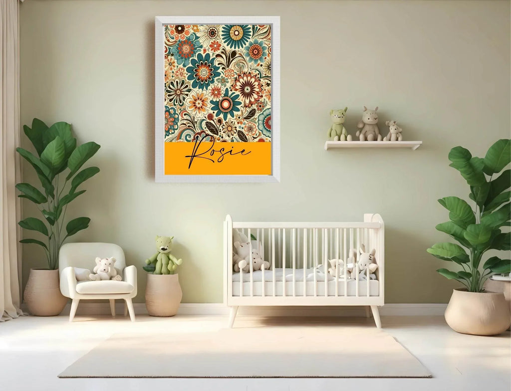 Personalised Floral Name Print | Retro Wall Art - Larosier Prints