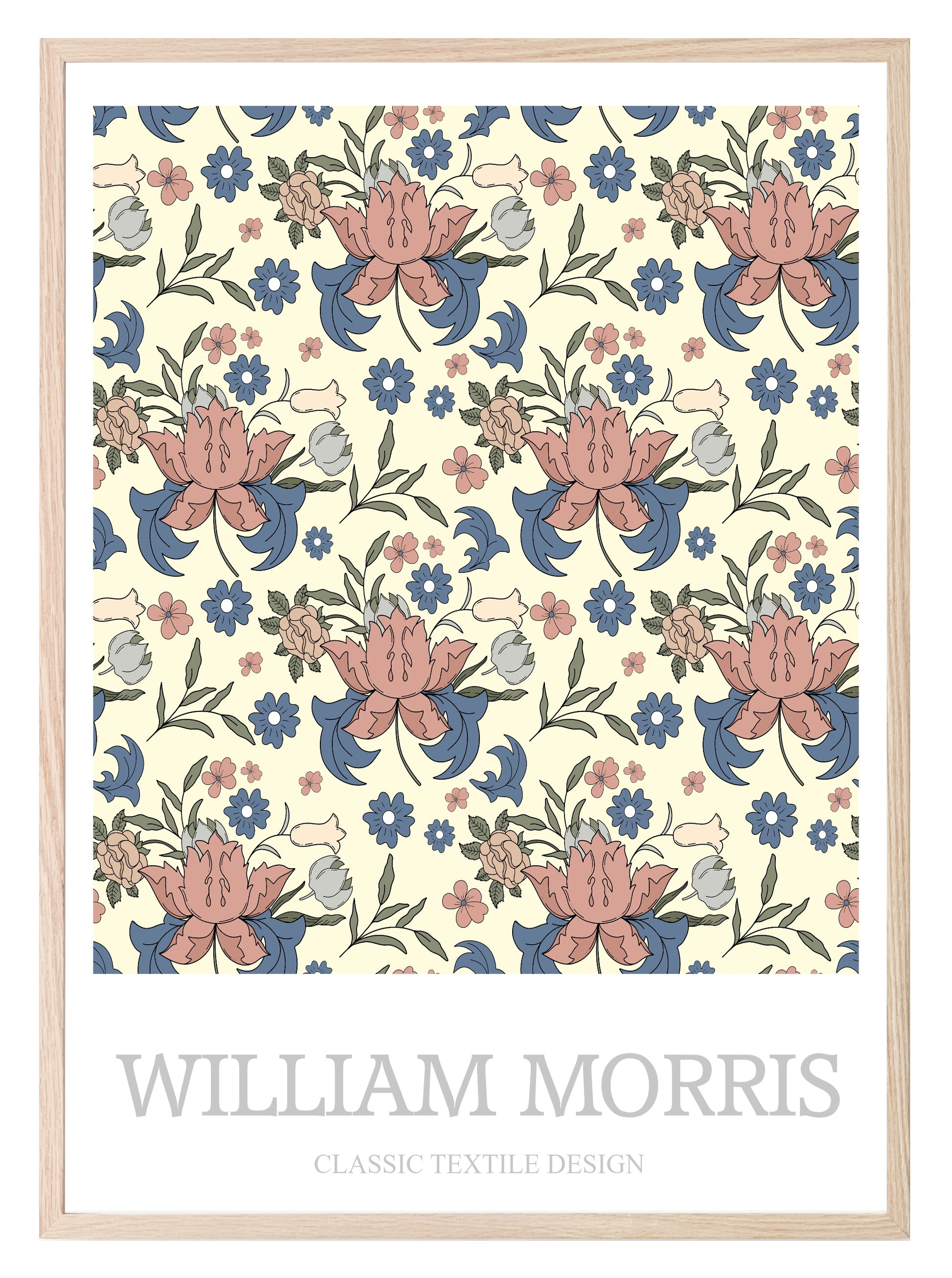 William Morris Inspired Print | Cream & Pink Floral Wall Art