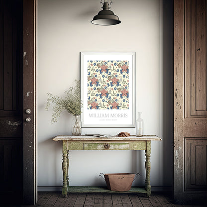 William Morris Inspired Print | Cream & Pink Floral Wall Art