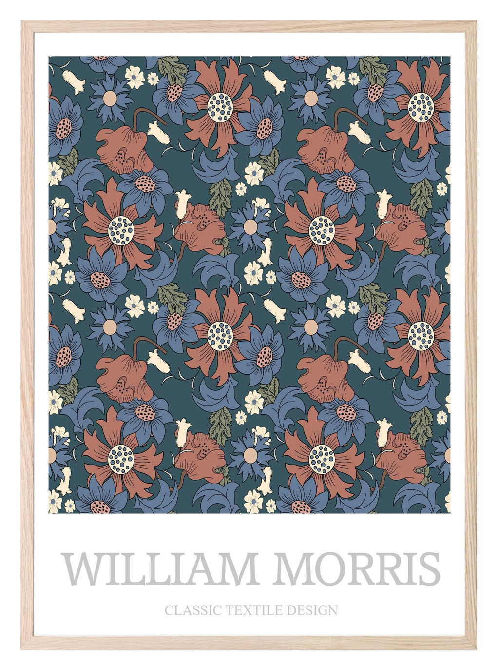 William Morris Inspired Print | Navy Blue Floral Wall Art - Larosier Prints