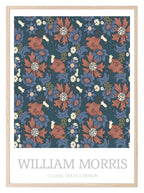 William Morris Inspired Print | Navy Blue Floral Wall Art - Larosier Prints