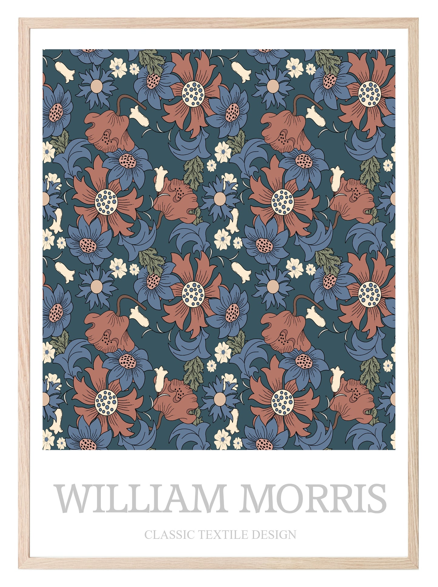 William Morris Inspired Print | Navy Blue Floral Wall Art