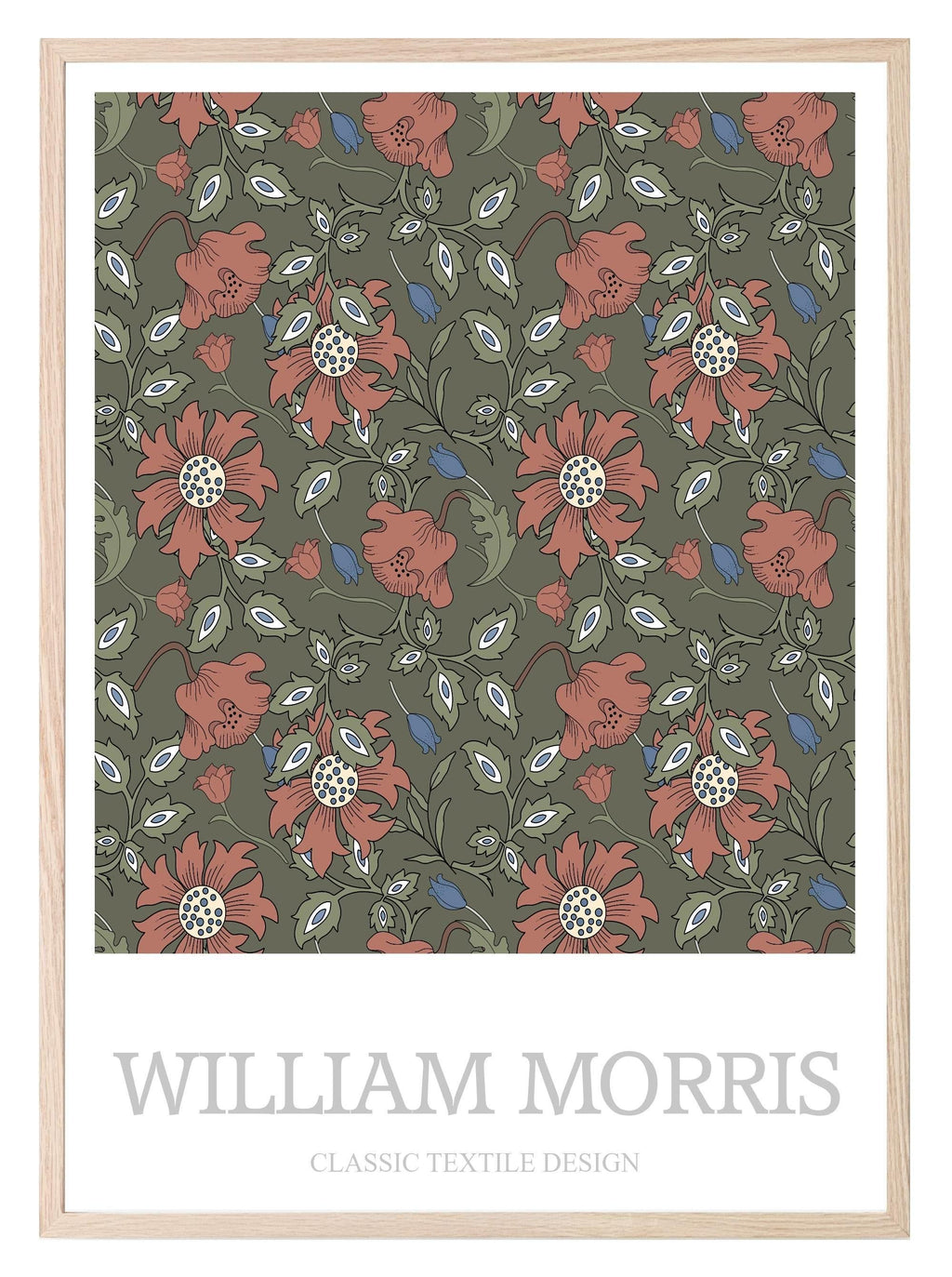 William Morris Inspired Print | Olive Green & Orange Wall Art - Larosier Prints