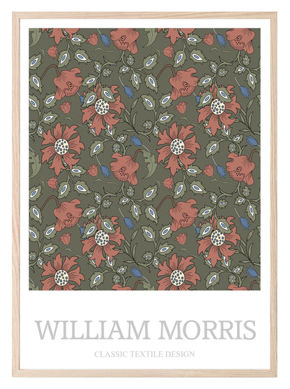 William Morris Inspired Print | Olive Green & Orange Wall Art