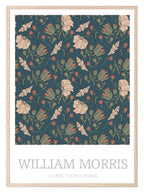 William Morris Inspired Print | Navy Blue & Beige Floral Wall Art - Larosier Prints