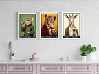 Anthropomorphism Bar Collection Prints | Vintage Style Wall Art | Mouse | Tiger | Zebra - Larosier Prints