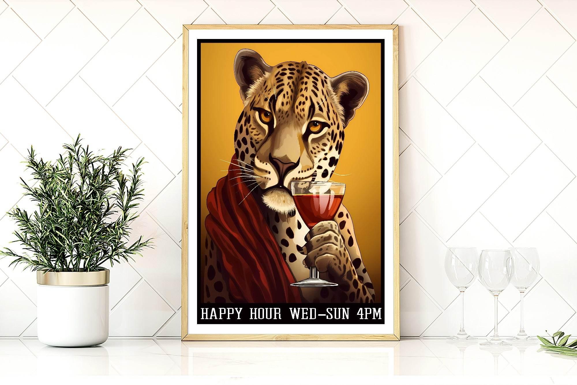 Anthropomorphism Bar Collection Prints | Vintage Style Wall Art | Mouse | Tiger | Zebra - Larosier Prints