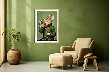 Anthropomorphism Bar Collection Prints | Vintage Style Wall Art | Mouse | Tiger | Zebra