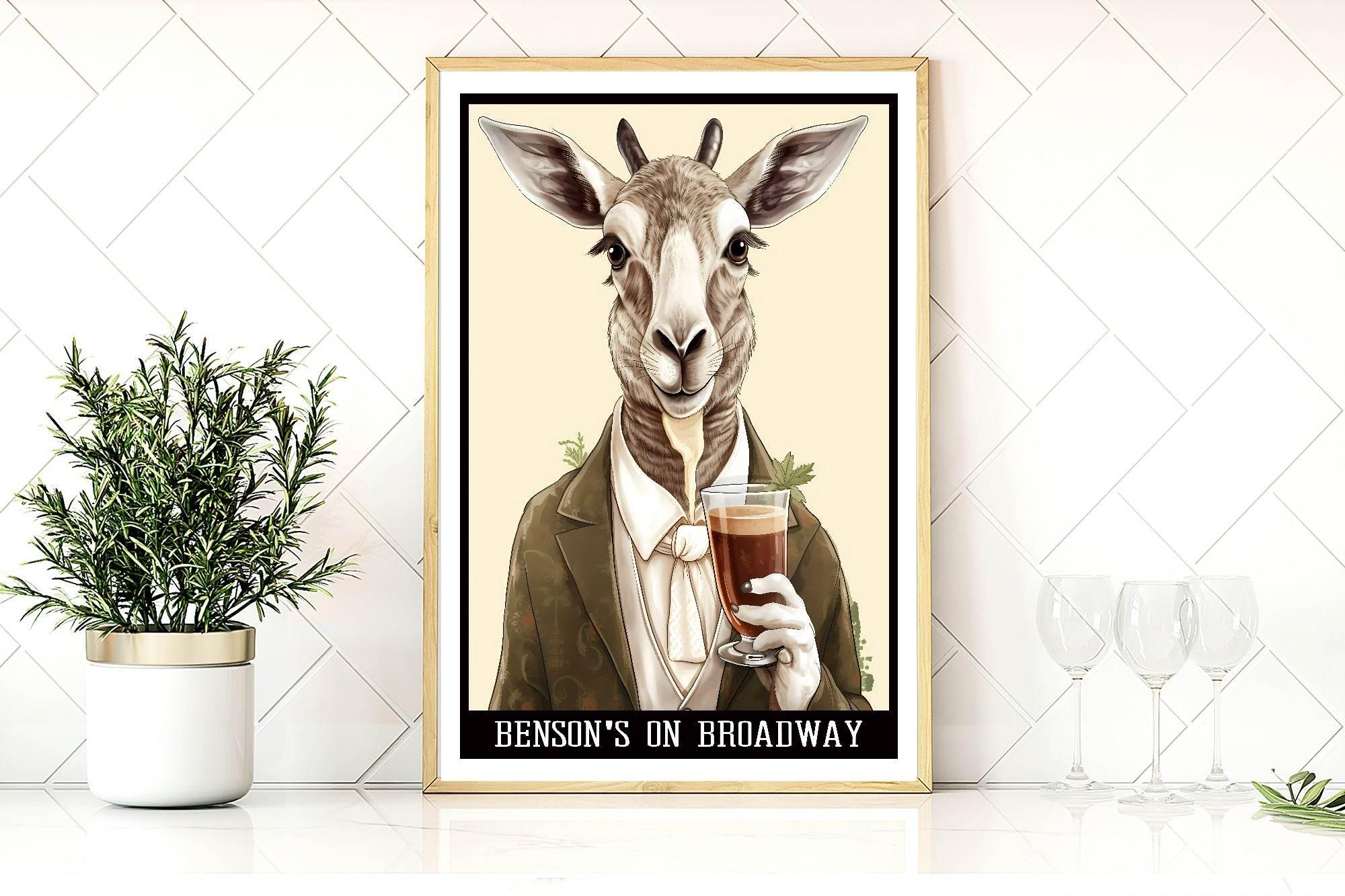 Anthropomorphism Bar Collection Prints | Vintage Style Wall Art | Mouse | Tiger | Zebra - Larosier Prints