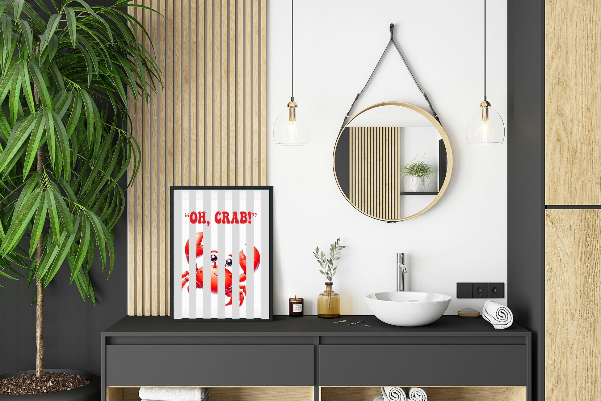 Oh Crab | Behind Bars Print | Fun Animal Wall Art