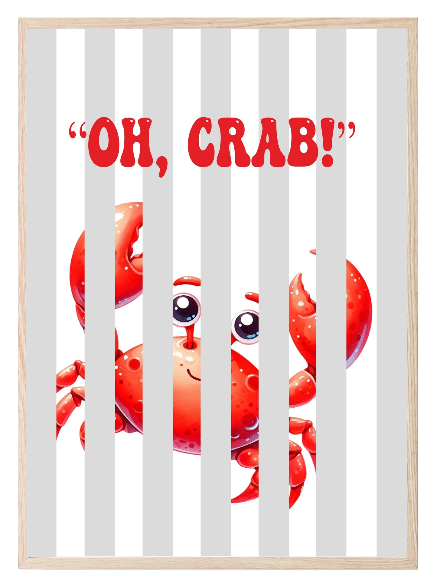 Oh Crab | Behind Bars Print | Fun Animal Wall Art Silver