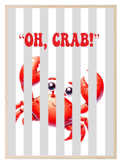 Oh Crab | Behind Bars Print | Fun Animal Wall Art Silver