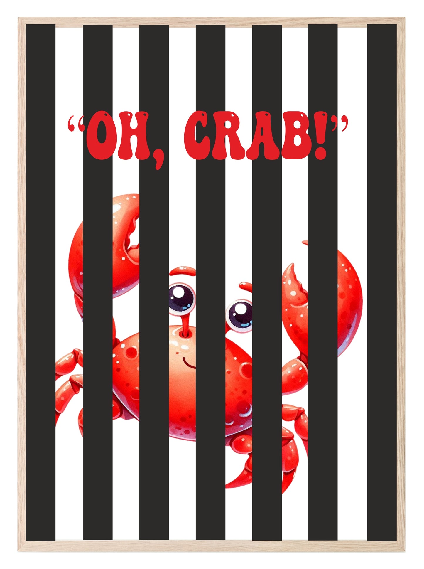 Oh Crab | Behind Bars Print | Fun Animal Wall Art Black