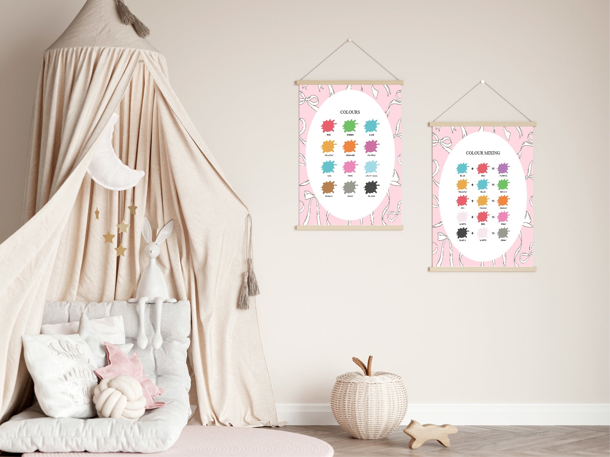 Pink Bow Colour Mixing Poster | Educational Wall Art