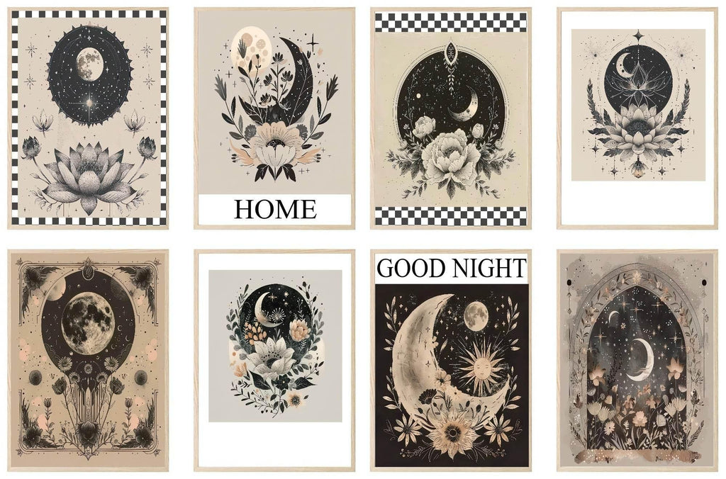 Floral Moon Print Collection | Celestial Wall Art - Larosier Prints