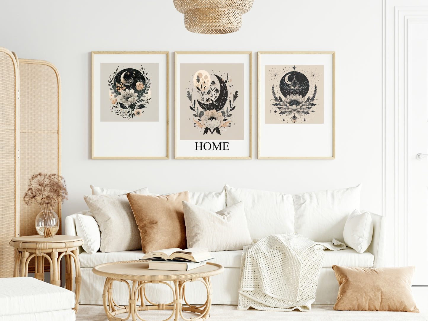 Floral Moon Print Collection | Celestial Wall Art