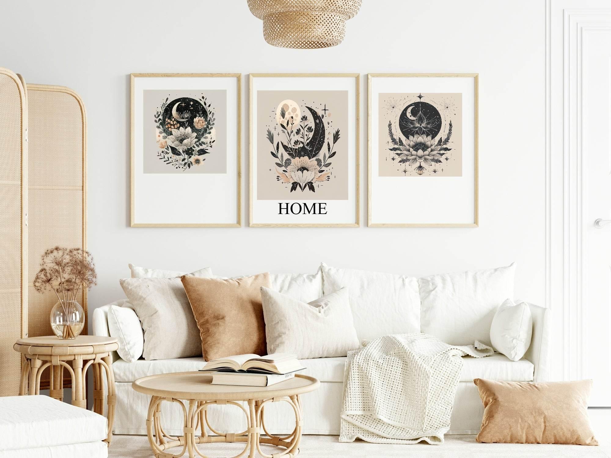 Floral Moon Print Collection | Celestial Wall Art - Larosier Prints