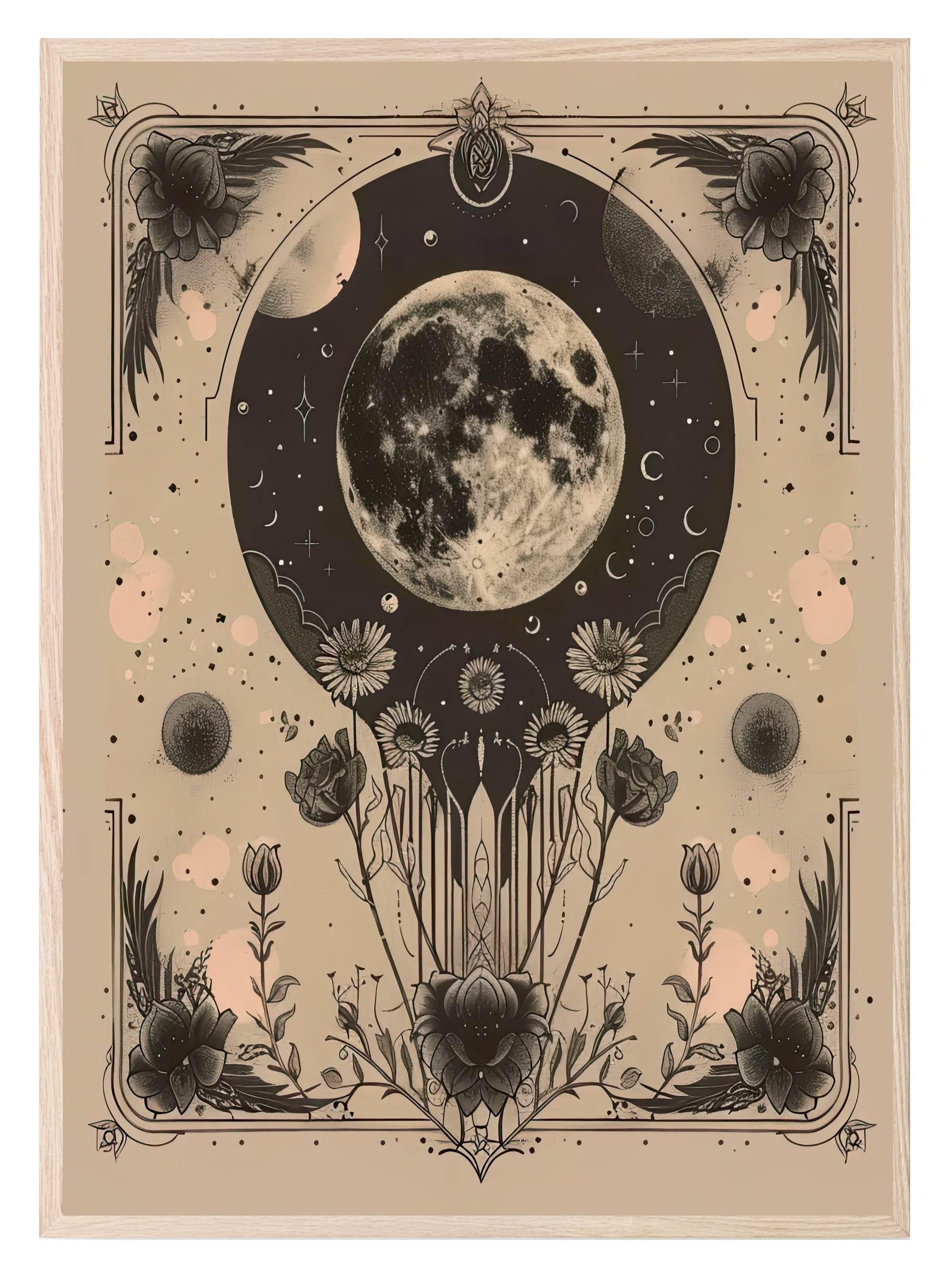 Floral Moon Print Collection | Celestial Wall Art - Larosier Prints