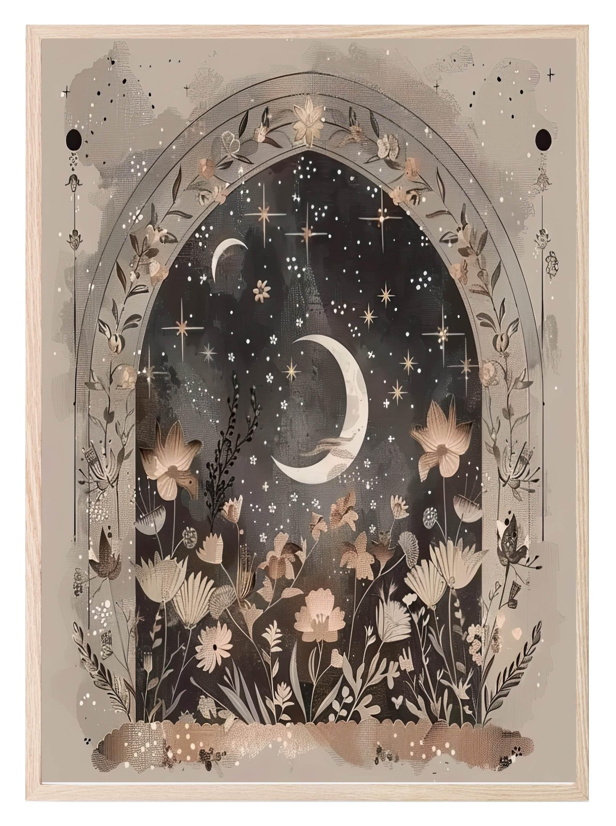 Floral Moon Print Collection | Celestial Wall Art - Larosier Prints