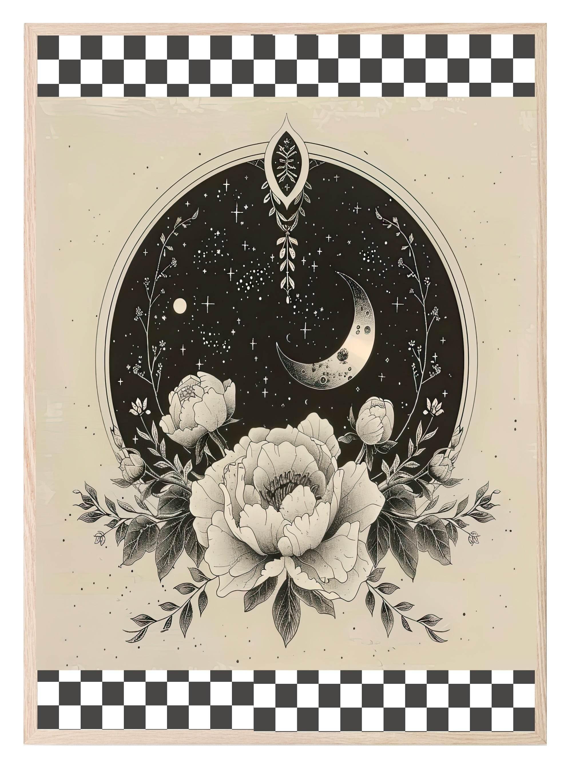 Floral Moon Print Collection | Celestial Wall Art - Larosier Prints